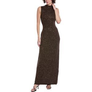 Lela Rose Womens Sequin Sweater Gown, Brown
